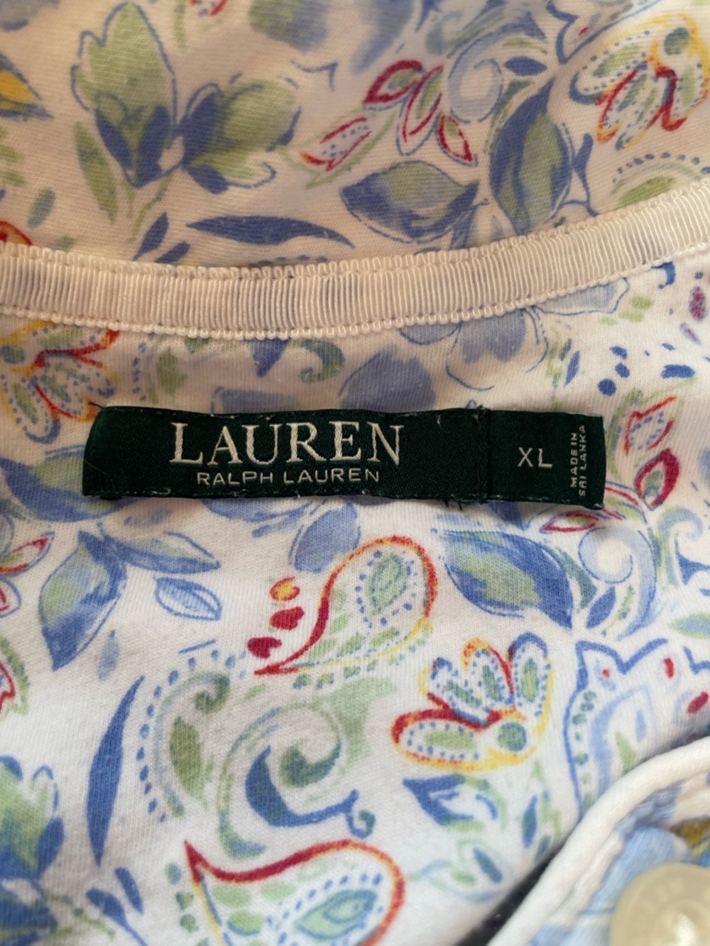 Lauren Ralph Lauren Floral Pajama Lounge Set Blue Embroidered Logo XL Preppy - Picture 8 of 9